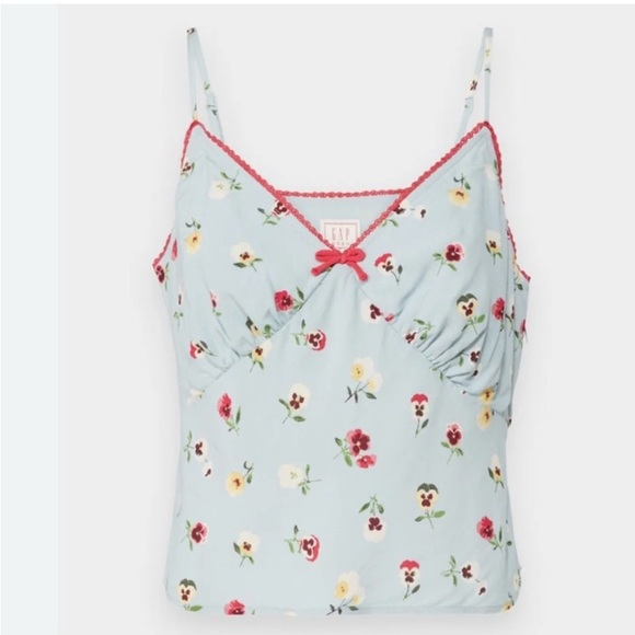 NWT Gap x DOEN Floral Cropped Cami Tank Top Size Medium - Picture 7 of 8